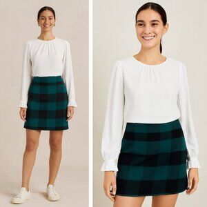 NWT J.Crew Factory Ivory Ruffle Button-Neck Blouse